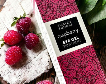 Raspberry Eye Gel | Tightening Eye cream | Brightening undereye | caffeine, ceramides, CoQ10, green tea, marula oil, no added fragrance