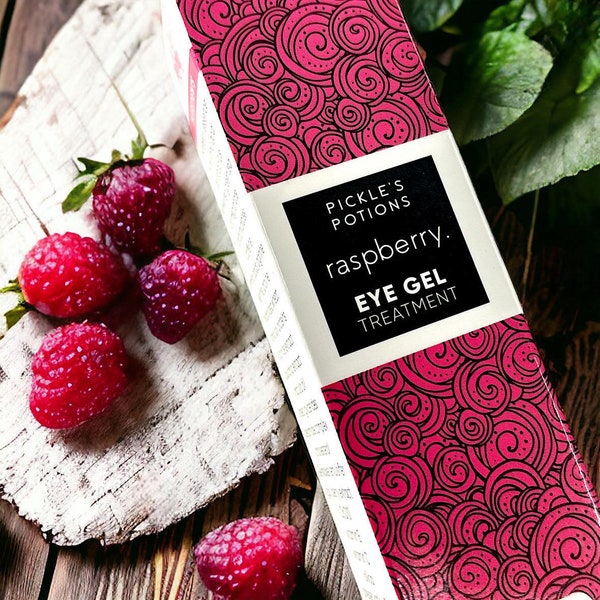 Raspberry Eye Gel | Tightening Eye cream | Brightening undereye | caffeine, ceramides, CoQ10, green tea, marula oil, no added fragrance