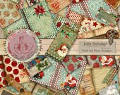 Jolly Holiday, Printable Retro Christmas Journal kit, junk journal,commercial use, ephemera instant download,Christmas papers and clipart