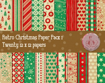 Printable Retro  Cheery Chirstmas paper pack, digital ephemera, vintage images, junk journal, scrapbooking, cheerful christmaspapers,