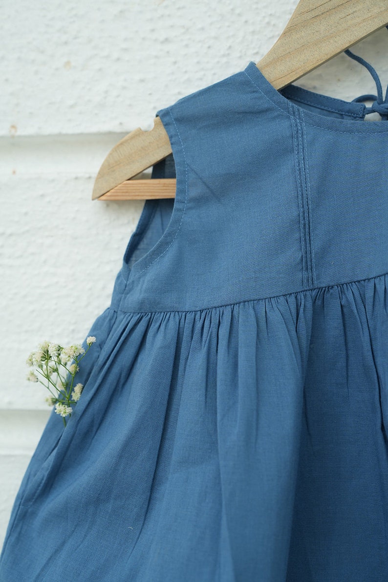 Girls Boho Indigo Tie Dye Frilly Voluminous Skirt set in Organic cotton with a sleeveless top image 8