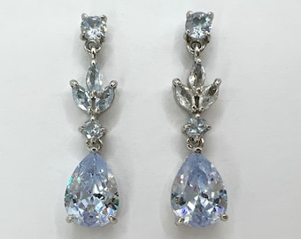 Bridal Chandelier Earrings | Vintage Swarovski Crystal Wedding Earrings | Soft Blue Vintage Style | WildVetiver