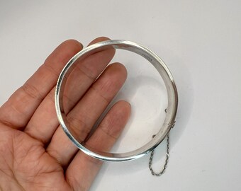 Vintage 925 Sterling Silver Bangle, Etched Floral & Scrolls