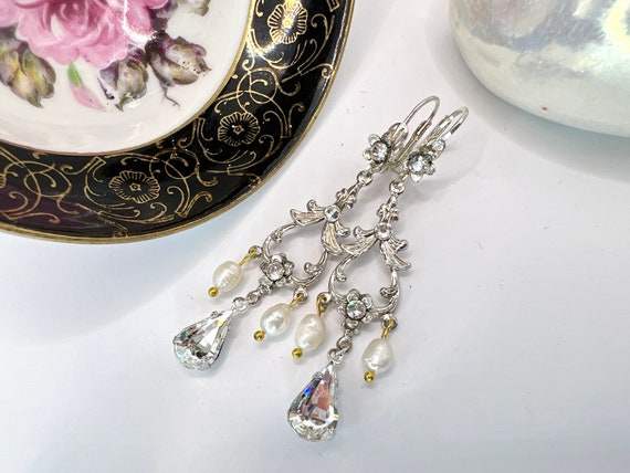 Vintage Bridal Chandelier Earrings | Swarovski Cr… - image 9