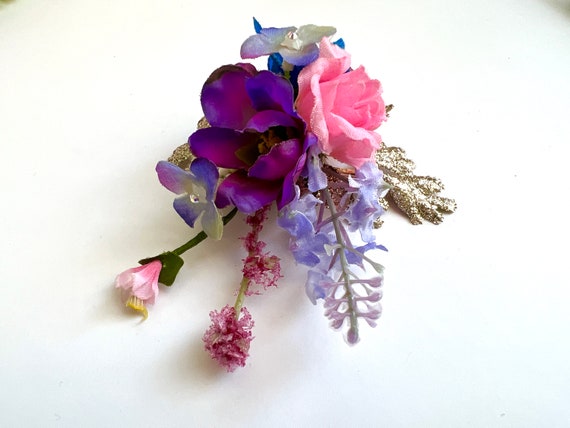 Vintage Rainbow Wildflower Hair Ornament, Hair Pi… - image 6