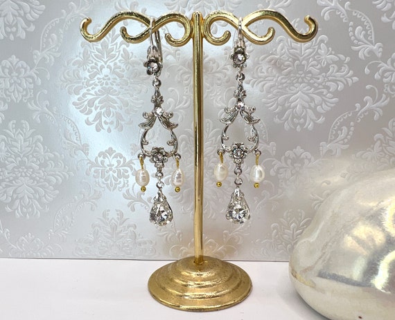 Vintage Bridal Chandelier Earrings | Swarovski Cr… - image 2