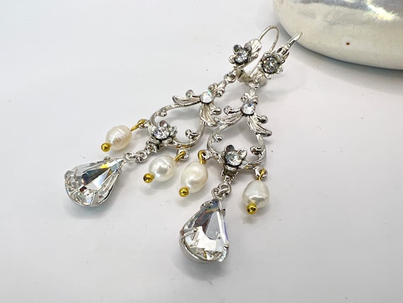 Vintage Bridal Chandelier Earrings | Swarovski Cr… - image 7