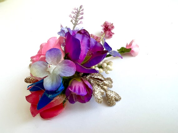 Vintage Rainbow Wildflower Hair Ornament, Hair Pi… - image 4