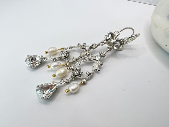 Vintage Bridal Chandelier Earrings | Swarovski Cr… - image 8