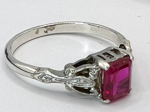 Vintage Pink Topaz 925 Sterling Silver Ring Emera… - image 3