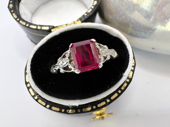 Vintage Pink Topaz 925 Sterling Silver Ring Emera… - image 1