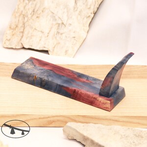 The Wooden Stand for 2 Straight Razors. the Blue-red-toned Maple Burl ...