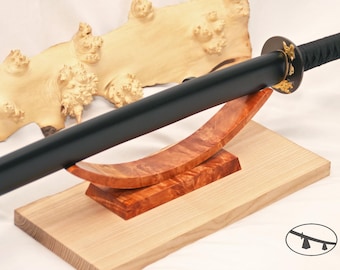 Supporto per katana in radica d'acero - Espositore per spade da collezione