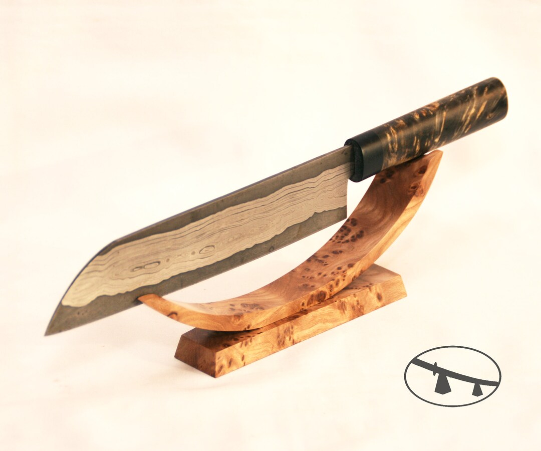 The Big Elm Burl Wood Knife Holder. the Wooden Knife Display