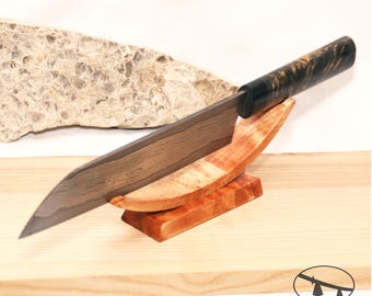 Portacoltelli in legno d'acero: espositore per coltelli da collezione, finitura marrone