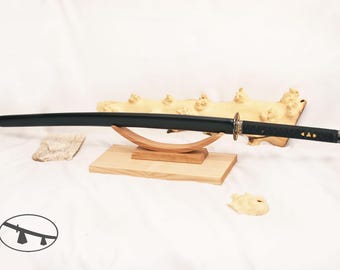 Supporto per katana in legno di olmo, espositore per spade da collezione