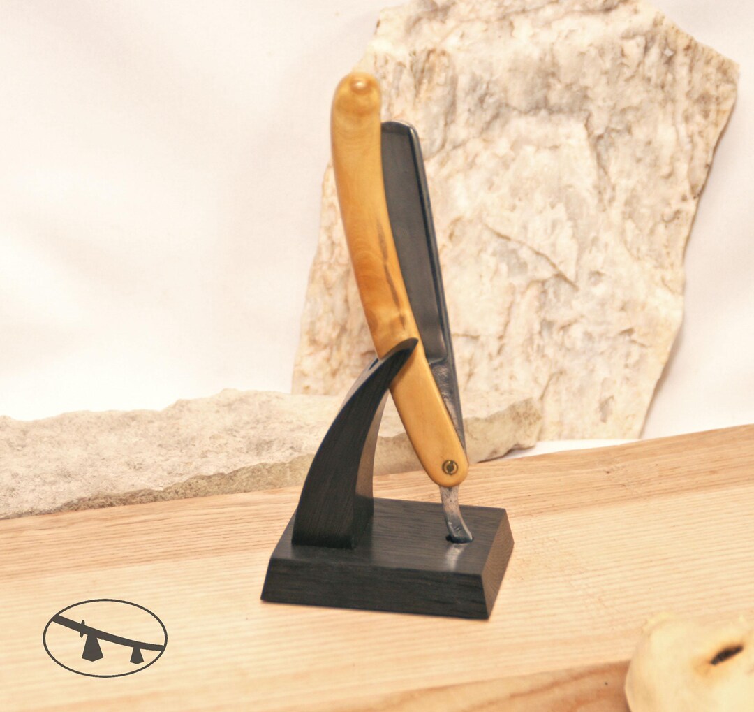 The Bog Oak Wood Straight Razor Holder. the Vertical Razor Display ...
