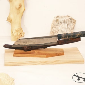 The robinia root magneric rustic knife holder. Wooden knife rack. Driftwood knife display.