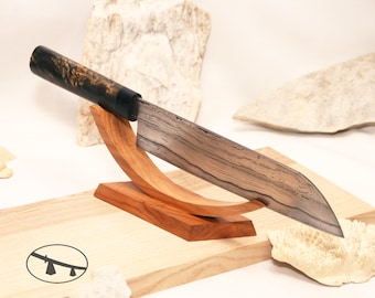 Portacoltelli in legno di albicocca: espositore per coltelli da collezione