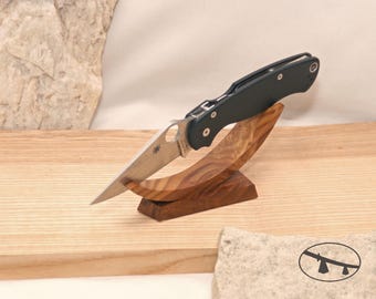 Oleaster Burl Wood Knife holder – Collectible Knife Rack, Handmade Home Decor