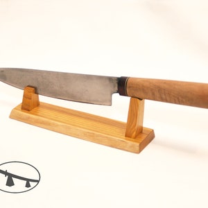 The cotinus wood knife holder. Live edge knife display. Simple knife rack.