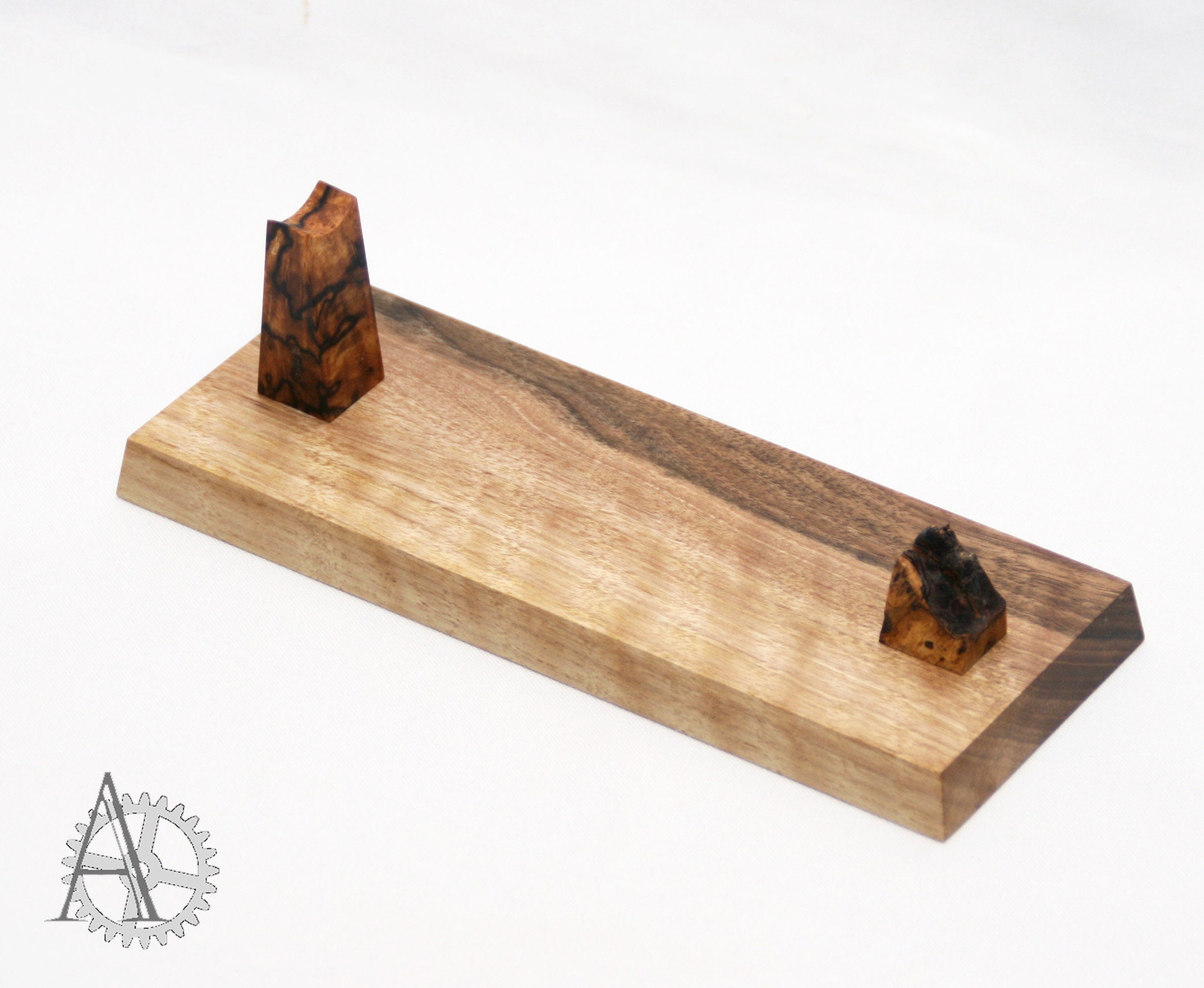 The walnut wood and spalted birch wood knife stand. Knife Etsy
