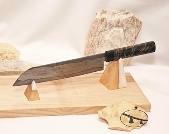 Supporto per coltelli in legno d'acero e resina epossidica: espositore per lame da collezione