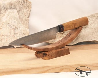 Live Edge Elmwood Burl Knife Display Stand: Collectible Knife Holder