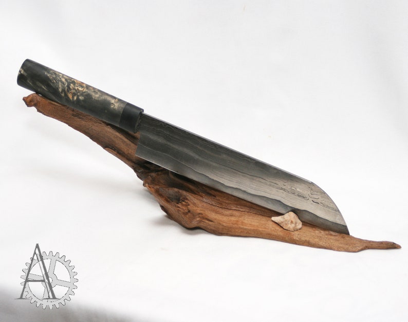 Soporte de cuchillo rústico de madera con piedra. El soporte | Etsy