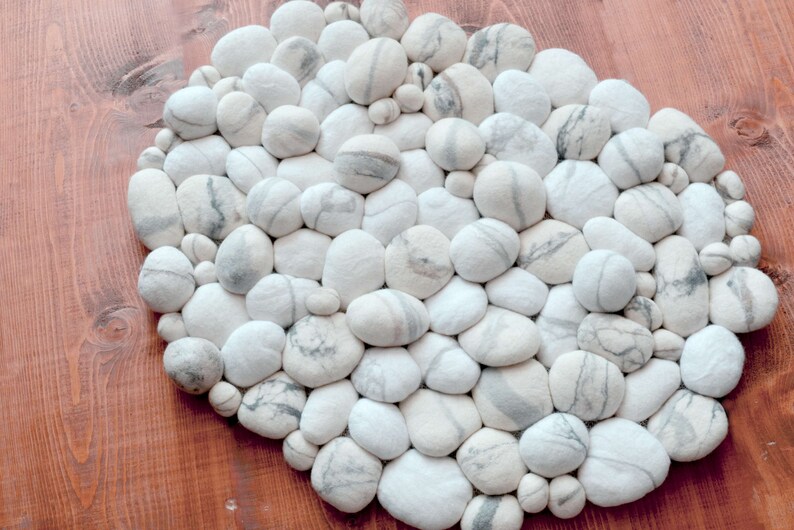 Stone rug Pebble rug Felt stone rug Rock rugs Felt pebble Etsy