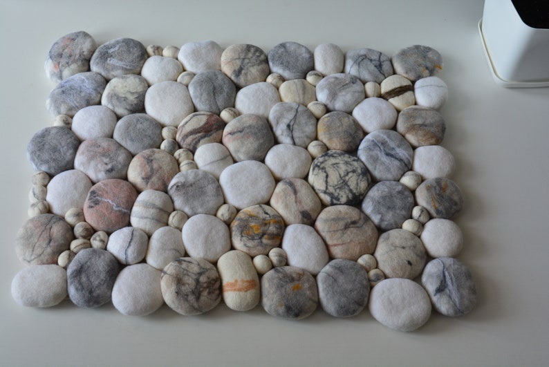 Stone carpet wool pebbles Felt stone rug rock rug stone Etsy