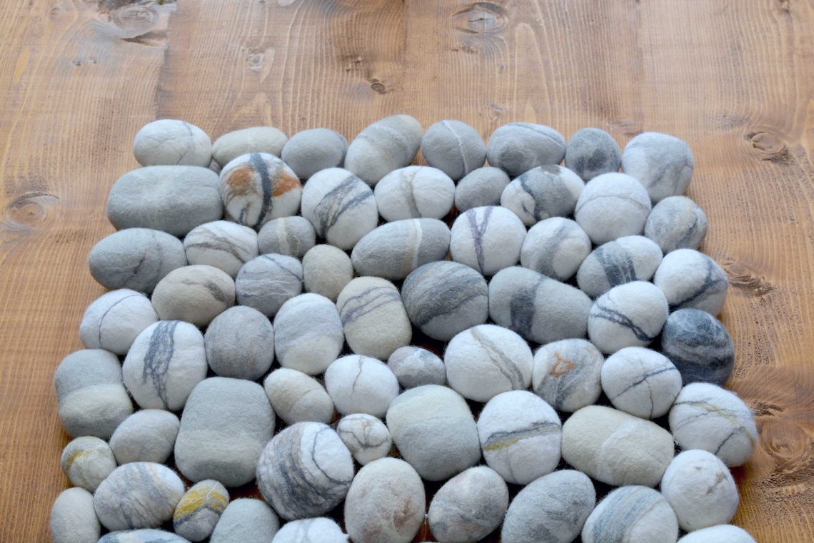 Felt stone rug pebble rug stone rug rock rugs wool Etsy