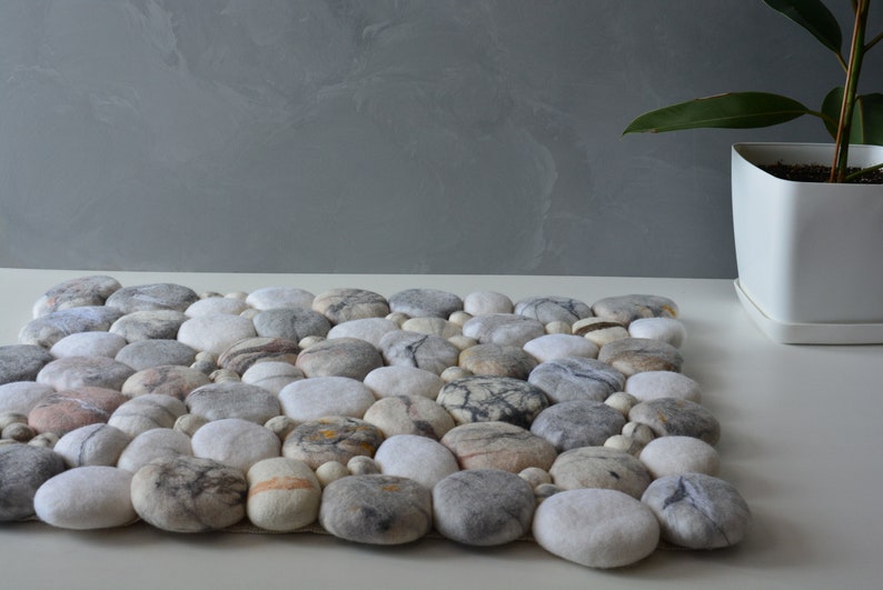 Stone carpet wool pebbles Felt stone rug rock rug stone Etsy