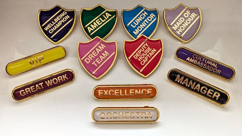 Create Your Own School Shield/Bar Pin Badge image 10