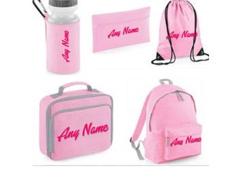 Back to school Backpack five piece set Personalised with any name