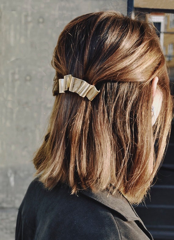 Gold Hair Clip Wedding Day Hair Accessories Ruffle Gold Hair Etsy