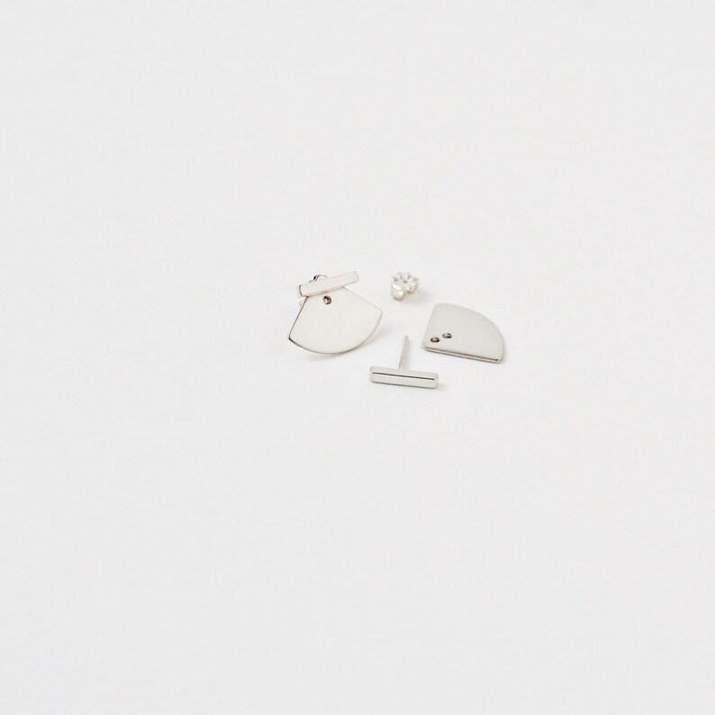 Gold Ethically Made Studs Minimalist Ear Jacket Gold Double Sided Earring ARMETS Gold Modern Ear Jacket Geometric Silver Ear Jacket