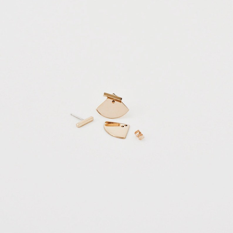 Gold Ethically Made Studs Minimalist Ear Jacket Gold Double Sided Earring ARMETS Gold Modern Ear Jacket Geometric Silver Ear Jacket