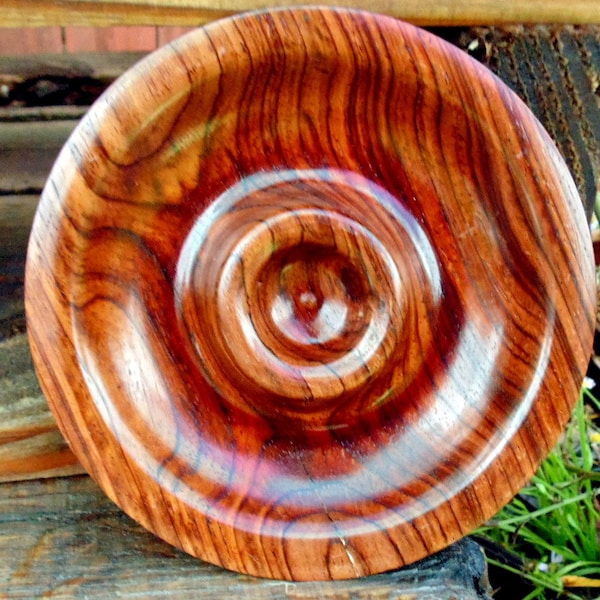 Cocobolo wood bowl, Ring, Cuff link, Tie clip or pin, Jewelry dish, display art piece. Hand crafted rosewood dish