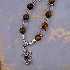 Green Tara Buddhist Pendant Beaded Necklace 925 Silver Mother of all Buddhas