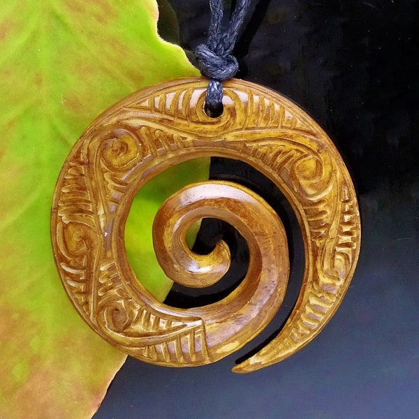 Koru Spiral Wave Pendant Necklace Beach Jewelry Antique Style