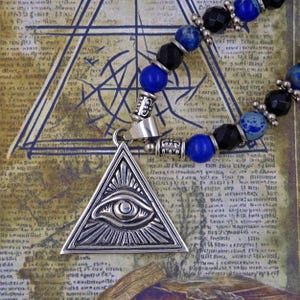 Eye of Horus Pendant Sterling Silver Beaded Necklace All Seeing Eye