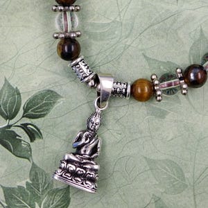 Collar de cuentas con colgante de Buda tailandés Luang Pho Sothon de plata 925