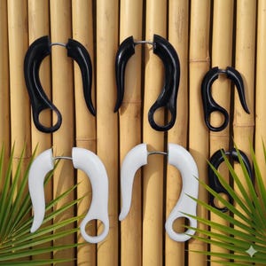 Bases para aretes de calibre falso orgánicas talladas a mano • Bases para joyería artesanal de bricolaje • Componentes para fabricantes de estilo tribal • Par de diseño profesional