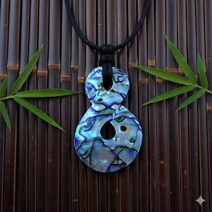 Collar trenzado Pikorua de concha de Paua, colgante de surfista tallado maorí