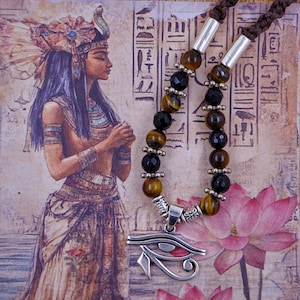 Egyptian Eye of Horus Pendant Beaded Necklace 925 Silver All Seeing Eye
