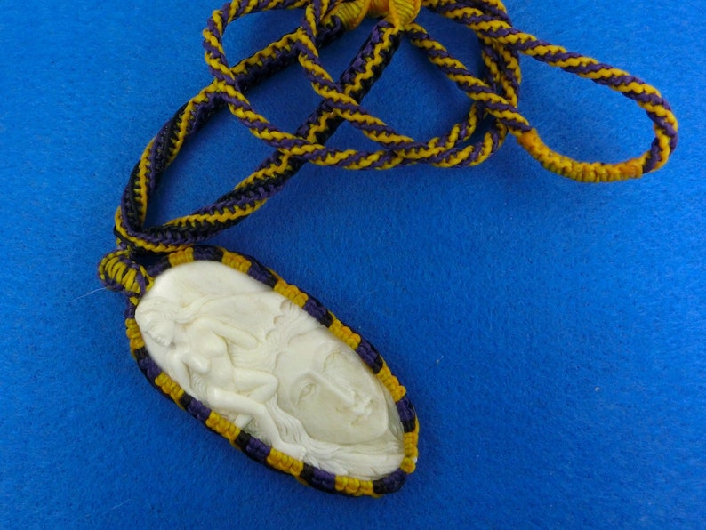 Focal Bead Pendant Goddess and the Fairy Carving Woven Bezel