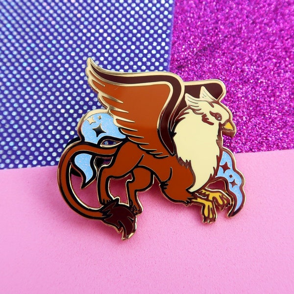 Griffin Gryphon Fantasy Creature Animal Enamel Pin Glitter Mythology Folklore Aesthetic Ancient