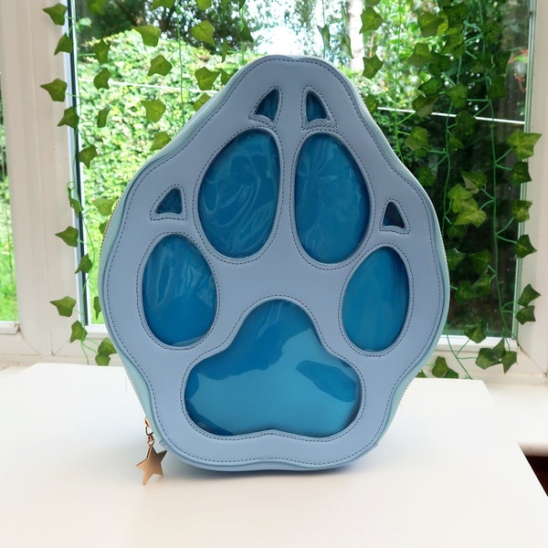 Blue Paw Dog Wolf Kawaii Pastel Ita Bag Fantasy Pins Aesthetic Animal Art Shoulder Pin Display Cosplay