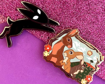 Watership Down Enamel Pin Black Rabbit Screen Print Design Book Lit Animal Art UK Store